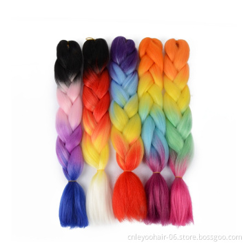 Factory Wholesale 4 Tone Jumbo Braids 24 inch x pression High Temperature Fiber Box Jumbo Braiding Hair Extension For Women